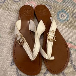 Tory Burch size 7 white sandals euc